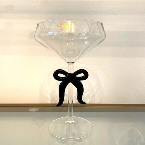 Black Bow Coupe Glass Holiday Glam Barware NEW - Picture 8 of 15